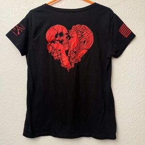 Grunt Style Until Death Do Us Part Women’s V-Neck T-Shirt Size XXL (black)